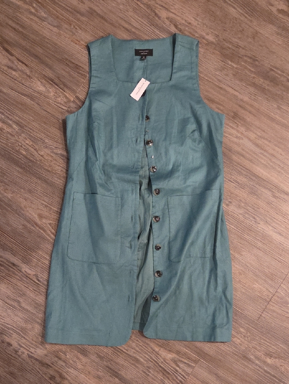 Banana Republic Teal Sleeveless Button Midi Dress